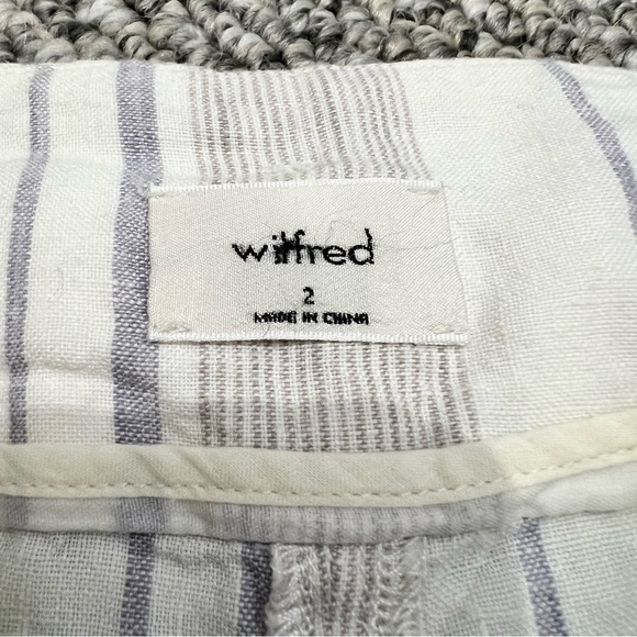 Aritzia Wilfred Gelas 100% linen striped belted paper bag shorts 2 - Picture 10 of 11